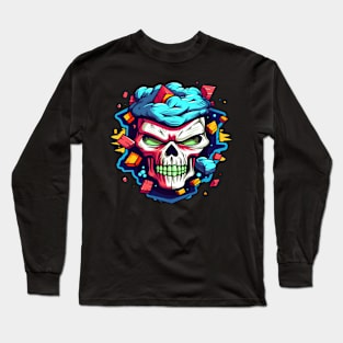 Vibrant Bones: Colorful Skull Long Sleeve T-Shirt